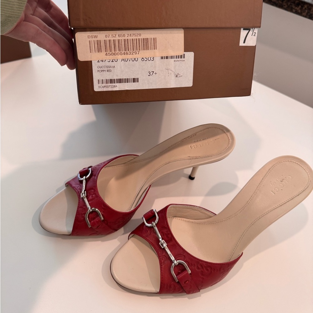 NEW AUTHENTIC Gucci Red Open-Toe Heels 👠
Perfect for Valentines ❤️ - Picture 6 of 7
